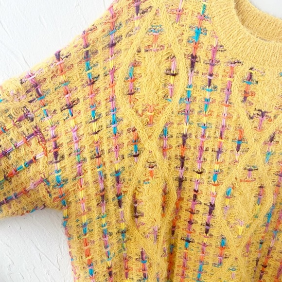 Curvy Collection Crochet Sweater Mustard Large - Picture 3 of 8